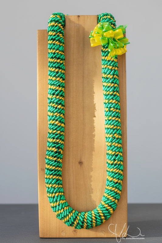 Handcrafted Green and Gold Ribbon With Bow